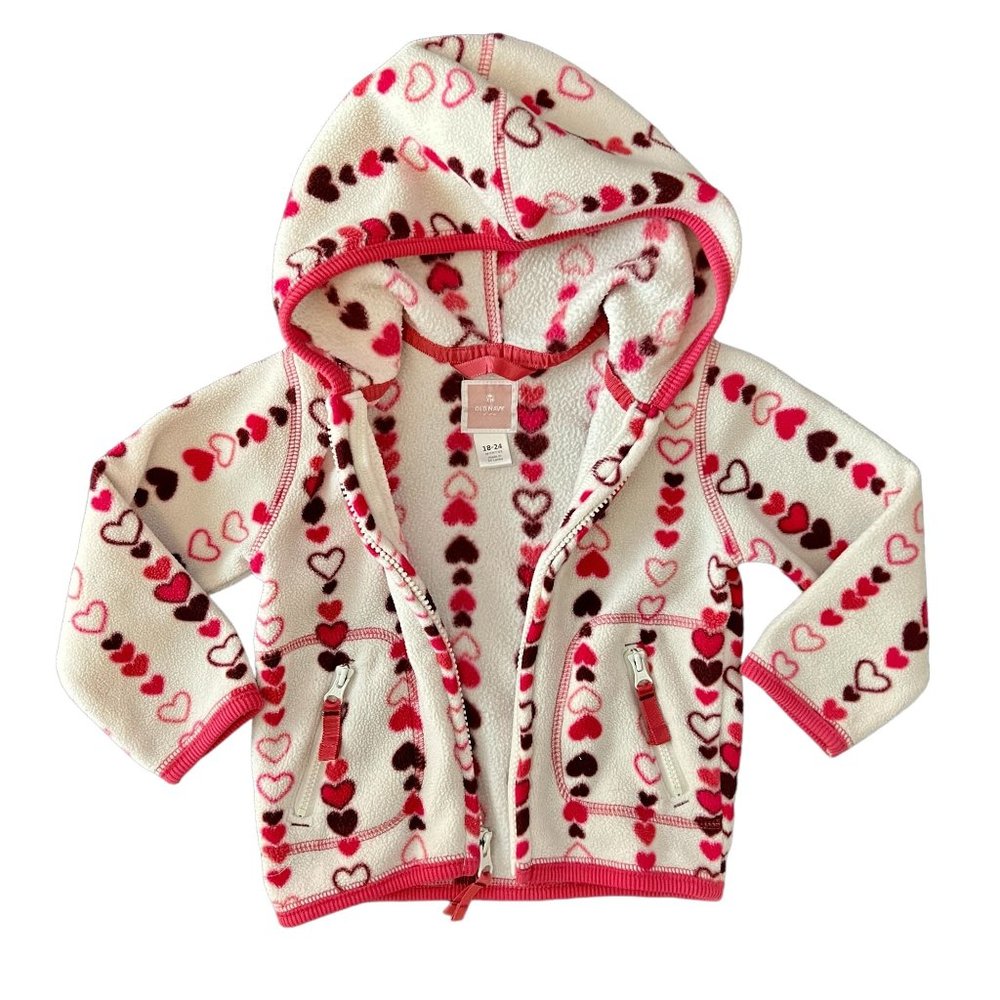 Old Navy 18-24 Months White Fleece Zip Up Cozy Hoodie